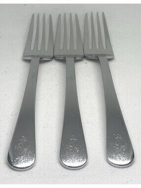 (3) Ralph Lauren 1998 BOATHOUSE Stainless Anchor Dinner Fork Lot ~ 7 7/8”